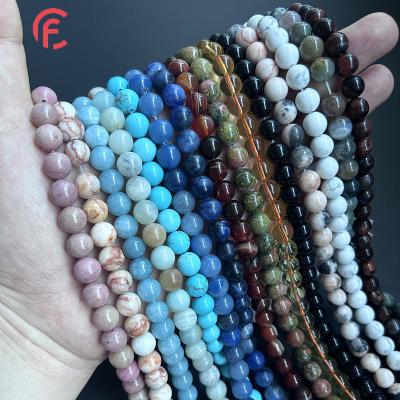 China Quartz chuanfan Wholesale Natural Stone Round  Crystal Healing Gemstone Amethyst Rose Quartz Lapis Agate Turquoise Loose Stone Beads for sale