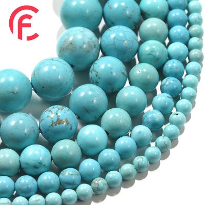 China Stone chuanfan Wholesale 4/6/8/10/12mm Natural Turquoise Howlite Crystal Round loose Beads for Jewelry Making DIY Bracelet Necklace for sale