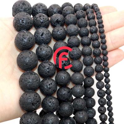 China Stone Chuanfan Wholesale 4/6/8/10/12mm Natural Stone lava Crystal Round loose Beads for Jewelry Making DIY Bracelet Necklace for sale