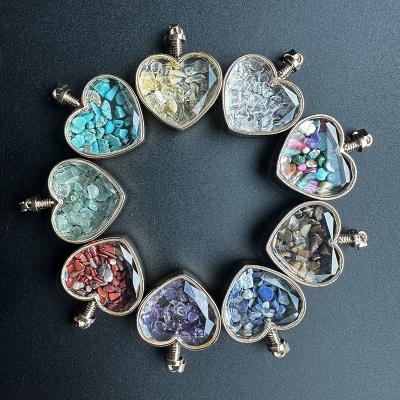 China CLASSIC Chuanfan nature stone heart crystal pendant necklace  wishing bottle garvel gemstone pendant jewelry diy for sale