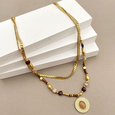 China chuanfan luxury high level handwork entrance necklace stone necklace nature tiger eye natural stone pendant stone for sale