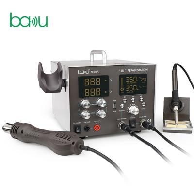 China 3 in 1 BAKU ba-9305L new product 3 in 1 gun iron holder Smd soldering hot air rework station for sale