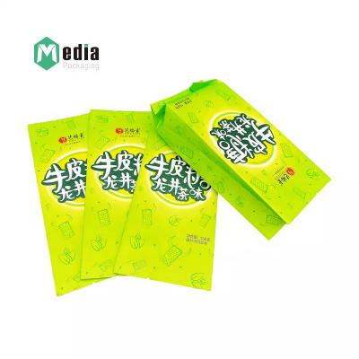 China 100% Side Gusset White Kraft Paper Biodegradable Packaging Bag Bolsa Stand Up Empty Tea Pouch Packaging for sale