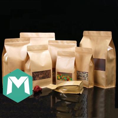 China Custom Logo Printed Brown Kraft Paper Bag Stand Up Pouch Zip Lock Coffee Beans Snack Packaging Mylar Bag for sale