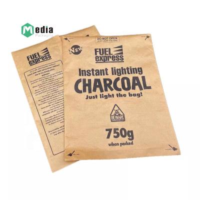 China Water poof compostable kraft Brown paper briquette Bio degradable bag with logo for sale