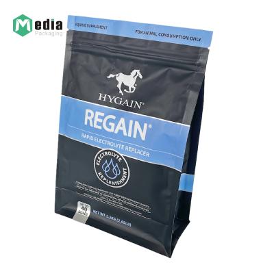 China Custom Printed Large Size Block Bottom al fakher Ziplock horse food Fish Feed bags for sale