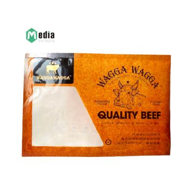 China Customized Biodegradable 3 Side Seal Bag Clear Window Plastic Packaging Bag For Beef for sale