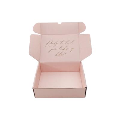 China Custom Mailing Logo Pink Printed Clothing Packing Clothing Corrugated Cardboard Gold Foil Packaging Cardboard Corrugated Box for sale