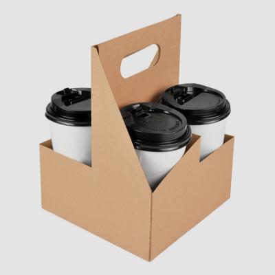 China Recyclable Custom Logo Biodegradable Coffee Paper Cup Holder Take Away Milky Paper Tea Carrier Two Cup Four Cup for sale