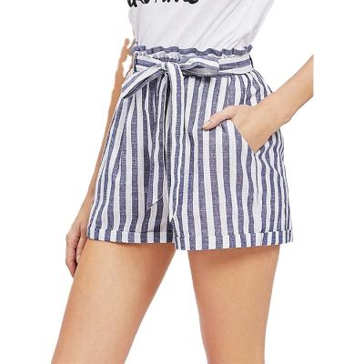 China QUICK DRY Stripe Shorts Color Block Cotton High Waisted Shorts Thin Drawstring Casual Women's Shorts Shorts for sale