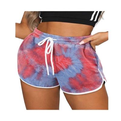 China Wholesale Custom Anti-Wrinkle Women's Shorts Tie Dyed Cotton Running Sporty Workout Shorts With Pockets Shorts for sale