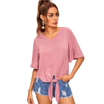 China Viable Wholesale Fashion Women's T-shirt Summer Women's T-shirt Pink 100% Cotton T-shirt OEM for sale