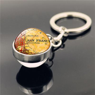 China Wholesale World Map Jewelry Europe World Map Ball Glass Ball Glass Ball Pendant Glass Ball Pendant Key Chain for sale