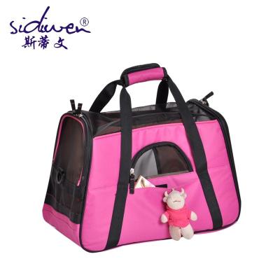 China Portable Soft Stored Foldable Pet Travel Bag Pet Carriers Backpack With Detachable And Adjustable Shoulder Strap for sale