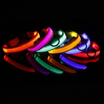 China Night Safety USB Glow Custom Flashing Waterproof Glowing Waterproof Rechargeable Light Up Nylon Dog Led Pet Collar Light for sale