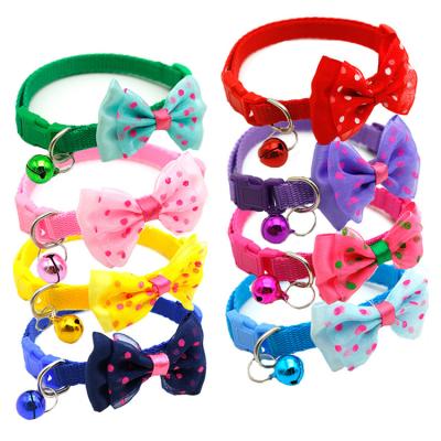 China Personalized Cat Accessories Breakaway Safety Kitten Collar Multi-colors Design Adjustable Cute Bow Bell Cat Collars for sale