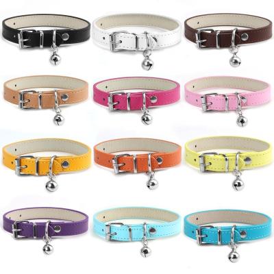 China Manufacturer Wholesale Colorful Adjustable Quick Release Safety Kitten Collar Luxury Leather Cat Collars With Bell for sale