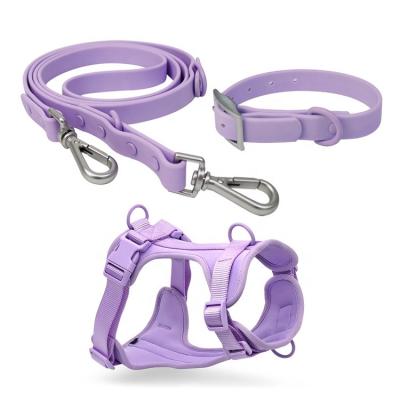 China Viable Custom Pure Color PVC Dog Collar And Leash Set Logo Waterproof Dog Harness From Pet Accessories Suppliers for sale