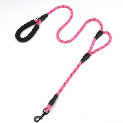 China Thoughtful Nylon Braided Braided Climbing Leash Double Handle Dog Training Leash Rope Dog Stocked Walking Leash for sale