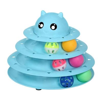 China Stored Level Turntable Cat Toys Balls by Kitten Fun Mental Physical Exercise Cat Toy Roller 3 Interactive with Six Colored Balls for sale