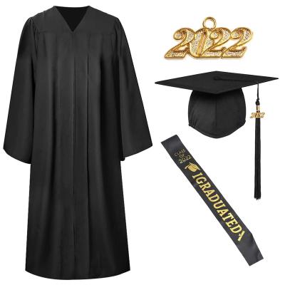 China Luxury Custom Made High Quality Matte Graduation Gown Cap University/college Black Matte Graduation Gown With Stole for sale