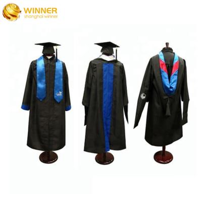 China School Wholesale Customized University Graduation Gown Cap And Hood College Doctoral Phd Bachelor Black Graduation Gown Custom for sale