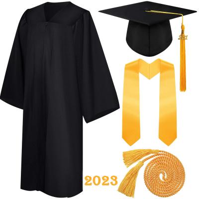 China Gruaduation Gown Wholesale Cheap University Adult Graduation Gown Academic College Uniforms Unisex Black Matte Graduation Cap Gown for sale