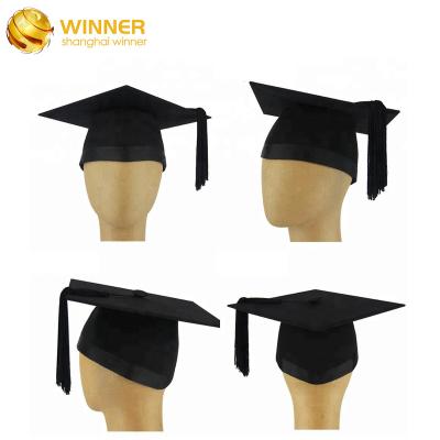 China School High Quality Customized Black Bachelor Master Graduation Hat Trencher Mortarboard Graduation Cap for sale