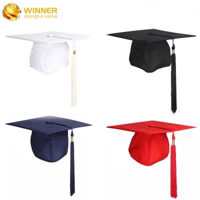 China Breathable Wholesale Customized Bachelor Master Graduation Hat University Black Graduation Cap With Tassel For School for sale