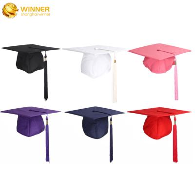 China Breathable Wholesale Color Custom Graduation Decorations Red Black Blue Color Graduation Caps Children Adult Graduation Caps for sale