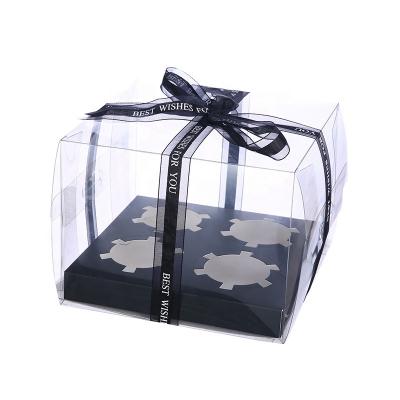 China 2 Holes 6 Holes 4 Holes 12holes Recyclable Transparent Clear Cupcake Box With White Black Insert for sale