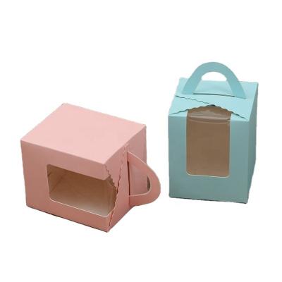 China Wholesale Price Recyclable Cupcake Box With Handle And Clear Window for sale