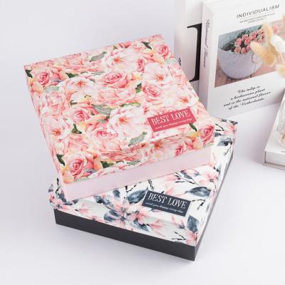 China Handmade Wedding Bridesmaid Large Square Top and Bottom Cover PVC Window Folding Cardboard Gift Box Transparent Gift Bag Set for sale