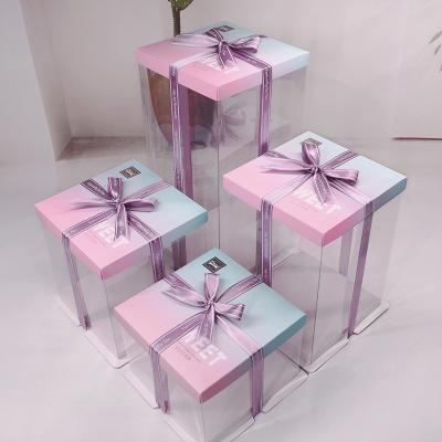 China Recycled Materials Wholesale Custom Cake Box Packaging Clear Transparent / Cake Tools Boxes for sale