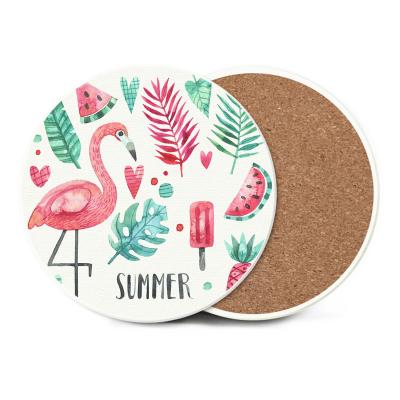 China Viable Wholesale Customized Sublimation Printed Ceramic Wine Coasters With Cork Back for sale