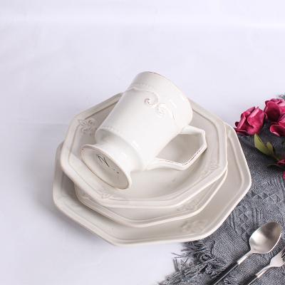 China Viable White Personal Dish For Restaurants Gold Rim Dinnerware+Sets Bone China Decorative Luxury Dinner Set for sale