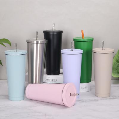 China Sustainable Wholesale Tumblers Stainless Steel Vacuum Insulated Double Wall Coffee Tumbler With Straw for sale