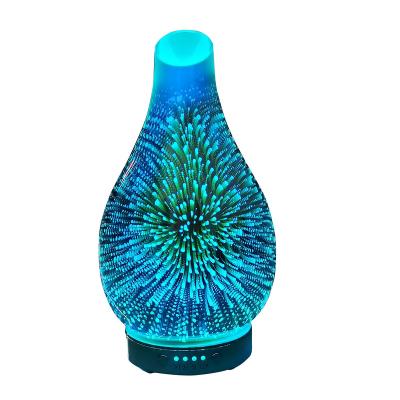 China Household Essential Oil Diffuser 3D Glass Aromatherapy Ultrasonic Humidifier, Air Refresh Auto Shutoff, Timer Setting, BPA Free for Home for sale