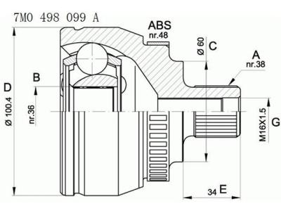 China 7M0498099A Transmission Parts C.V Joint for sale