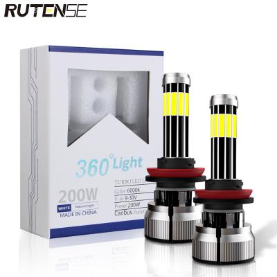 China RUTENSE Aviation Aluminum Led Headlight Bulb H1 H7 H11 H3 9005 9006 H4 6000K Car Led Headlight X10 10 Chip Side Headlight for sale