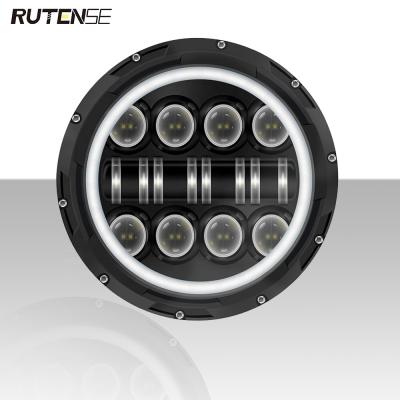 China Aluminum+PC RUTENSE 7inch 12-80V Car Accessories LED Work Light Truck DRL Round LED Headlight for sale