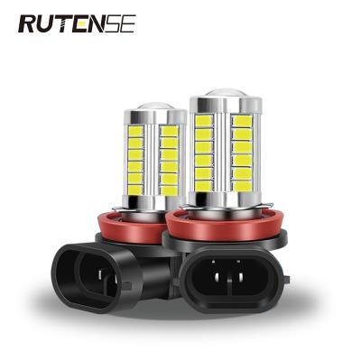 China RUTENSE factory direct sale auto lamp parts waterproof h7 fog light h1/h7/h11 /9005 /9006/ h3 /h4 33smd car led fog light universal for sale