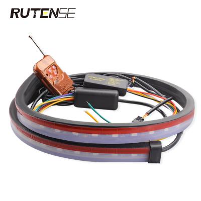 China PVC flexible RTS led car brake warning light RGB drl remote control 90cm/100cm/120cm car led turn signal running strip light for sale