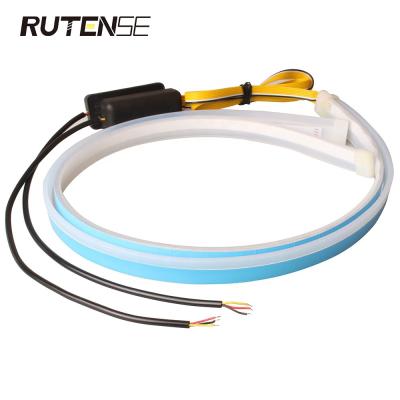 China RUTENSE 12v flexible Silica gel RGB led light super thin led strip drl 60cm 45cm 30cm car controller daytime running light bar for sale