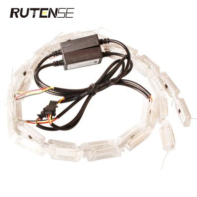 China RUTENSE flexible car drl strip light dual color warning daytime running light 12V headlight turn signal light strip universal for sale