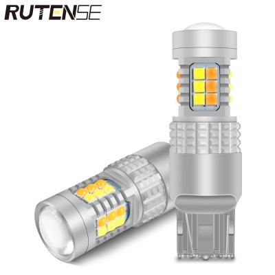 China RUTENSE 12v Led Bulb Turn Signal Light 32Smd Led 1156 Ba15s 1157 Dual Color Amber Yellow Brake Light White Universal for sale