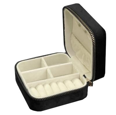 China black Velvet Travel jewelry box organizer jewelry box women gift velvet jewelry box for sale