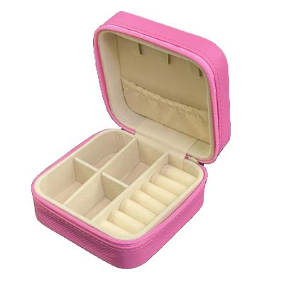 China Jewelry Box Material Leather Magenta Travel Women's Pu Organizer Box for Women's Gift for sale