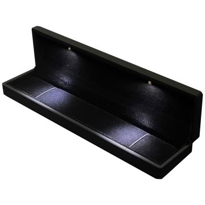 China Customized Your Logo- Luxury Black LED Bracelet Box LED Long Chain Box for sale