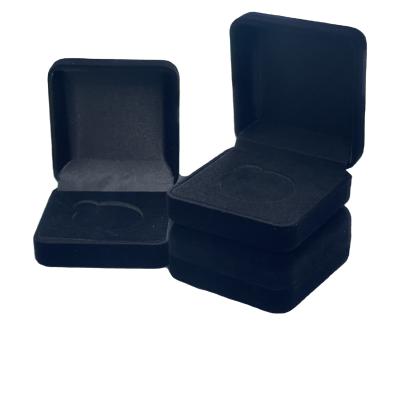 China Black Velvet Gold box velvet coin medal box customized for sale